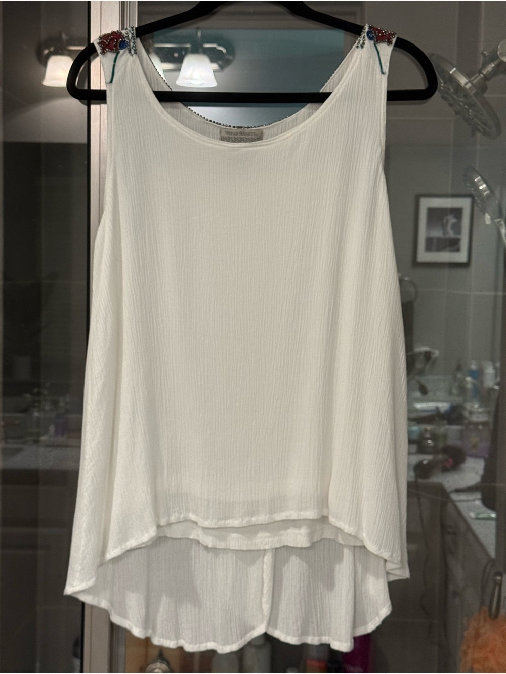 Women's White Sleeveless High-Low Tank Top